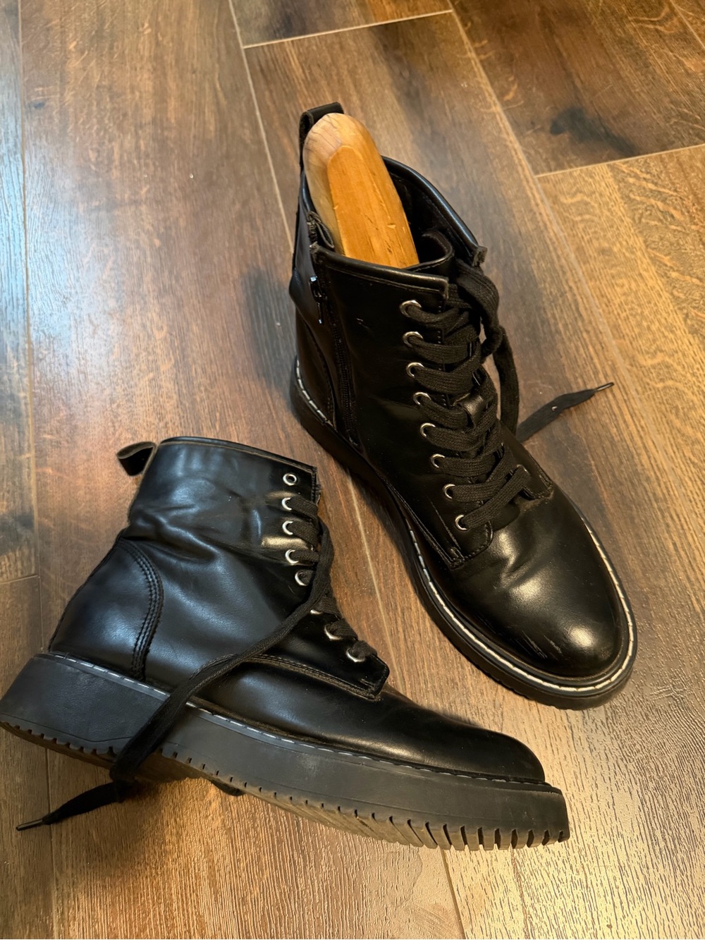 Madden Girl Black Lace-Up Combat Boots